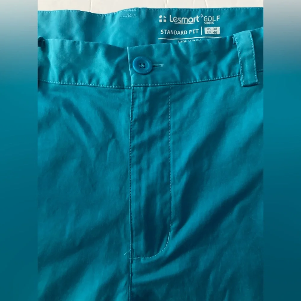 Lesmart Mens Golf Shorts SZ 38 Teal Flat Front